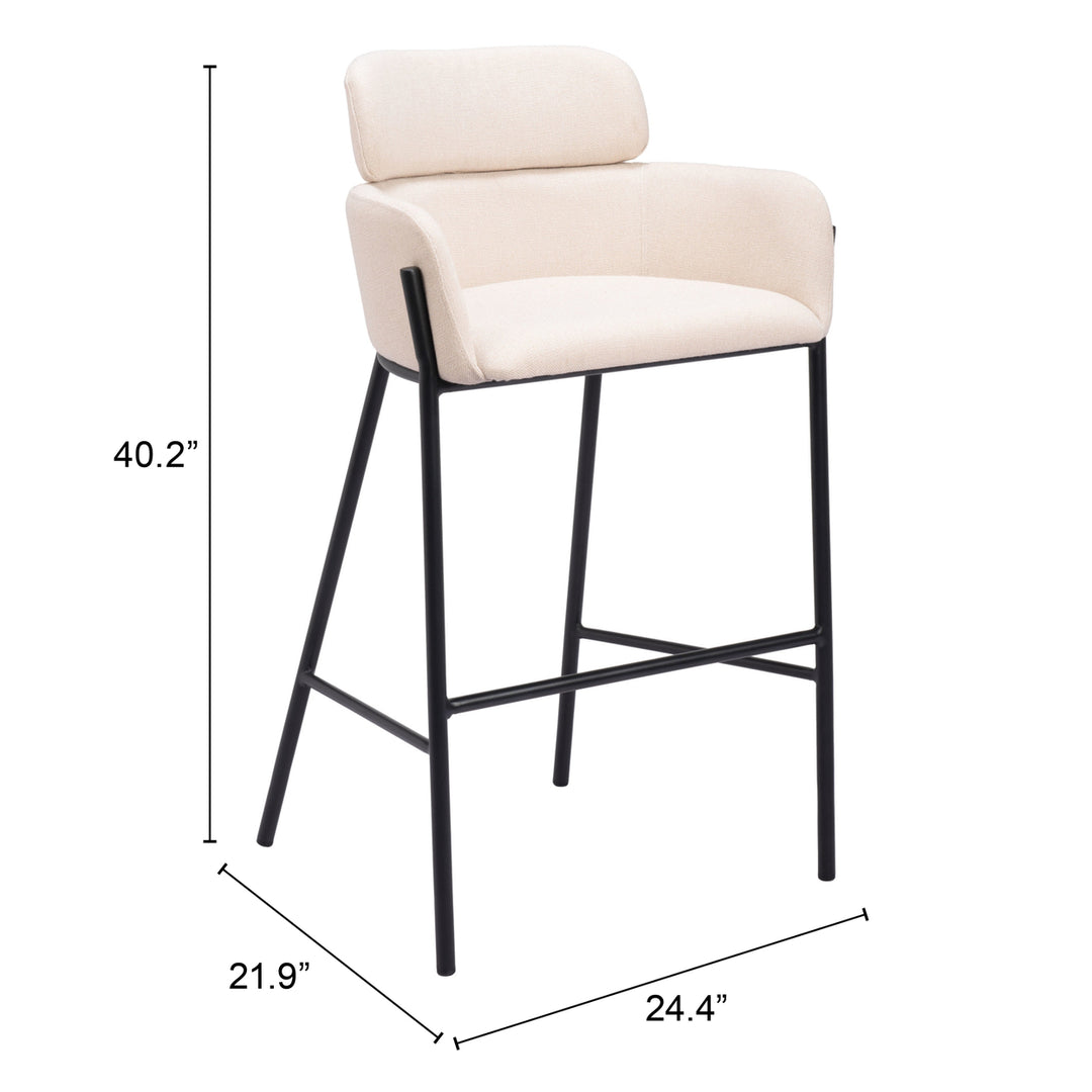 Bremor Barstool Beige Steel Frame Vinyl Upholstered Modern Kitchen Seating Image 8