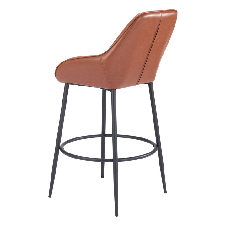 Vila Barstool Set of 2 Brown Vinyl Seat Steel Frame Modern Art Deco Design Image 5