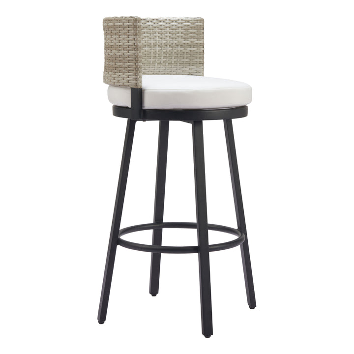 Midnight Wave Barstool White Aluminum Frame Outdoor Seating Plush Fabric Image 1