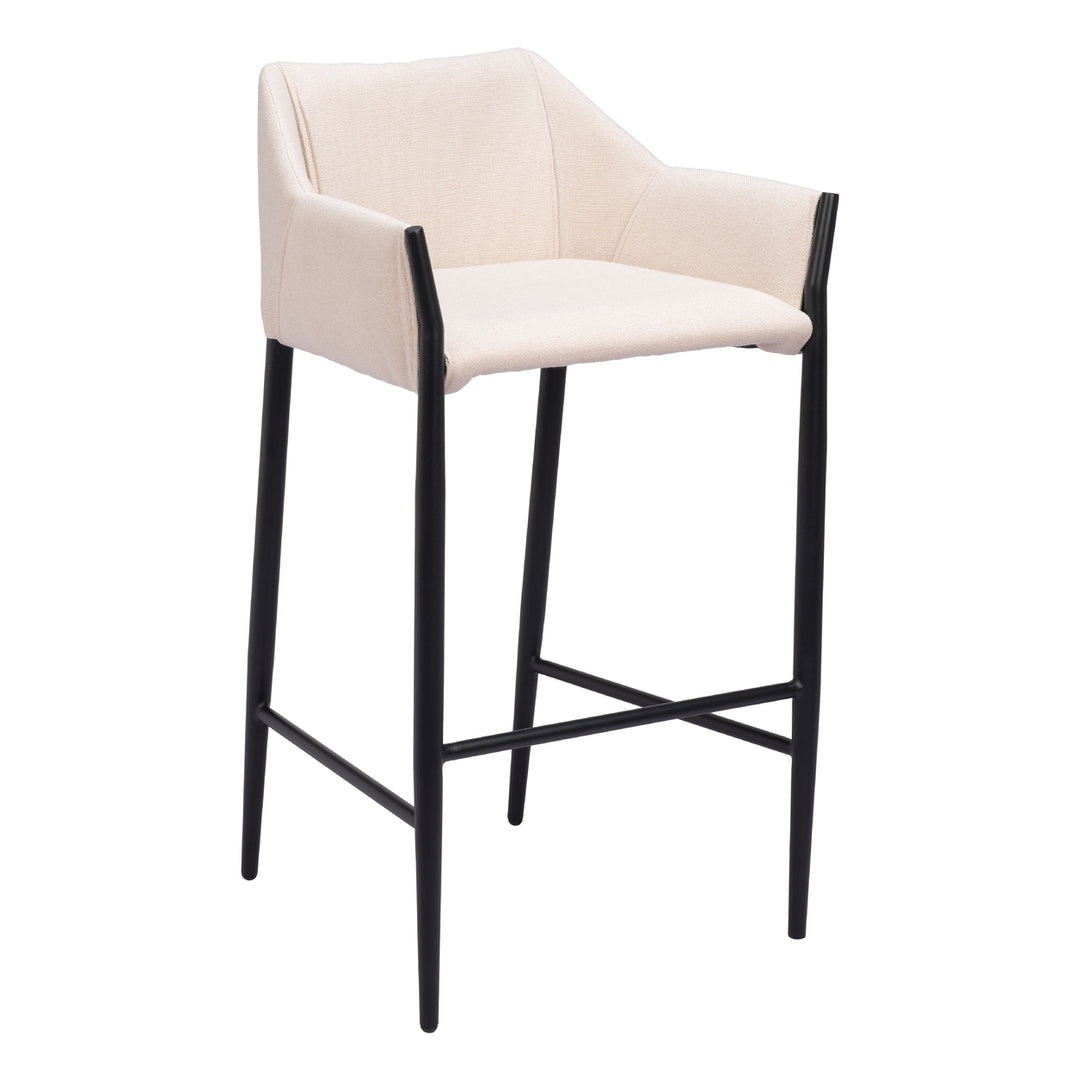 Andover Barstool Beige Vinyl Steel Frame Contemporary Design 30 Inch Height Image 1