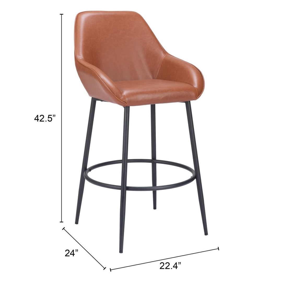 Vila Barstool Set of 2 Brown Vinyl Seat Steel Frame Modern Art Deco Design Image 8