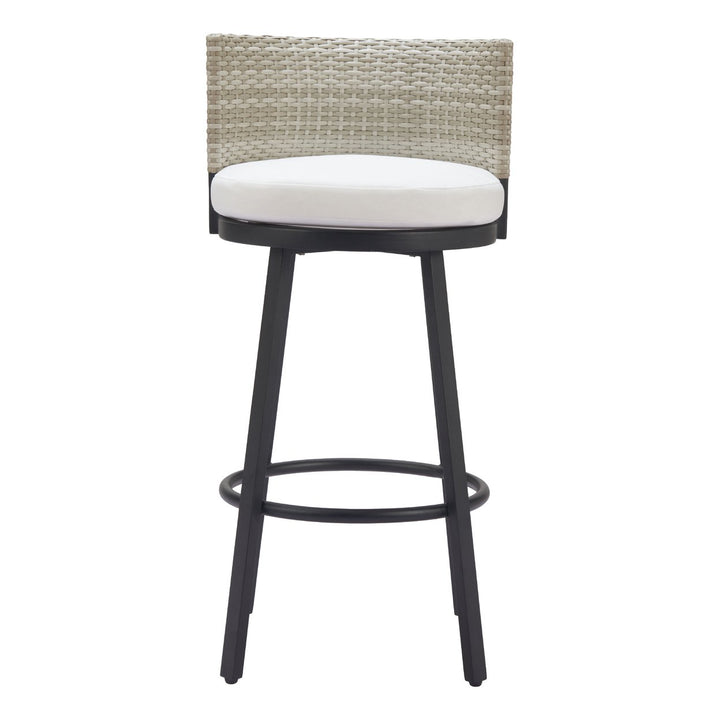 Midnight Wave Barstool White Aluminum Frame Outdoor Seating Plush Fabric Image 3