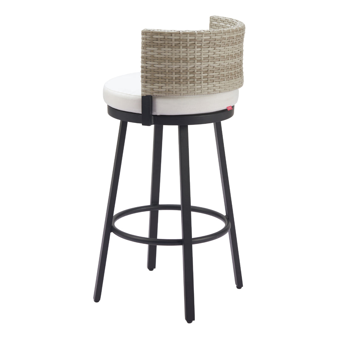 Midnight Wave Barstool White Aluminum Frame Outdoor Seating Plush Fabric Image 5