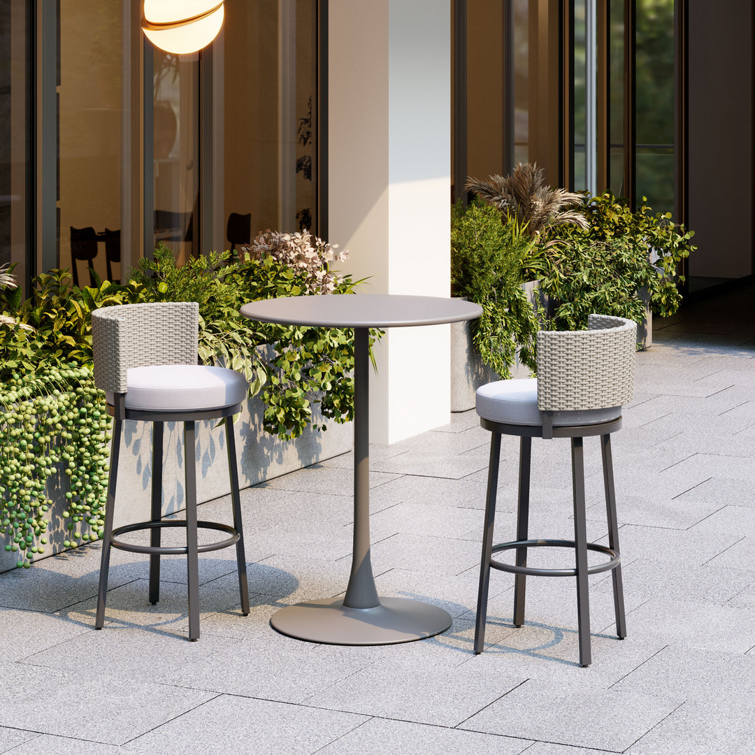 Midnight Wave Barstool White Aluminum Frame Outdoor Seating Plush Fabric Image 9