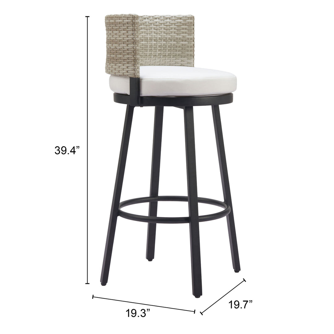 Midnight Wave Barstool White Aluminum Frame Outdoor Seating Plush Fabric Image 10