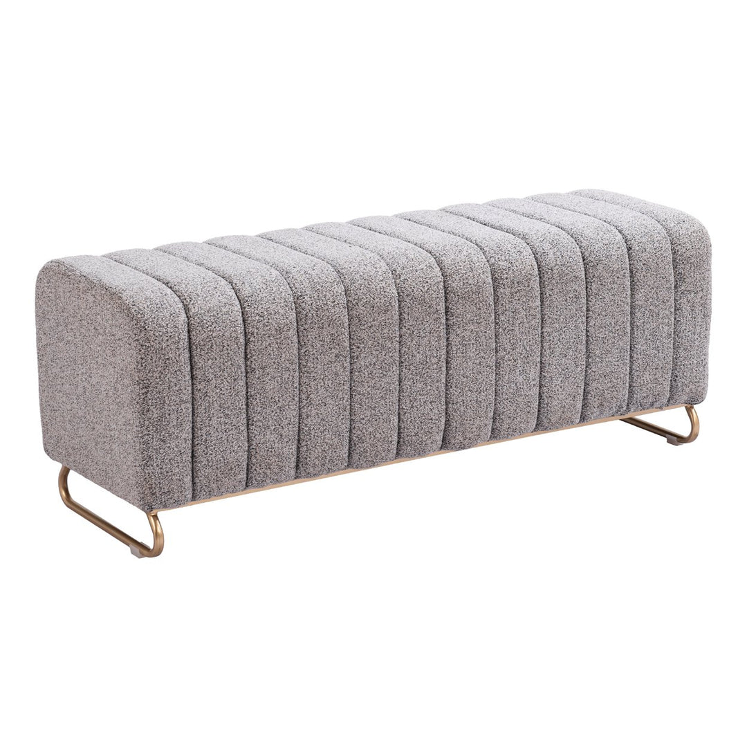 Pender Bench Stone Gray Velvet Modern Upholstered Seating with Steel Legs Image 1