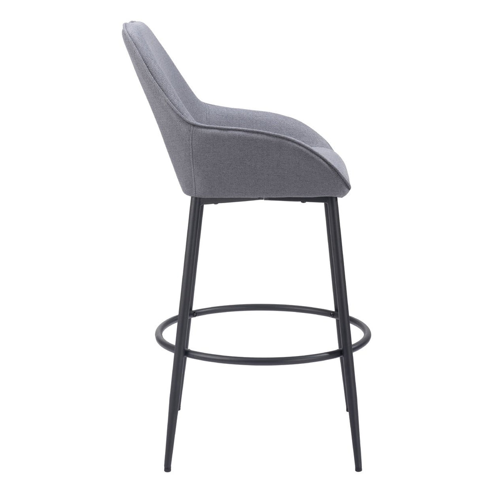 Vila Barstool Set of 2 Gray Modern Art Deco Design Durable Polyester Steel Frame Image 2