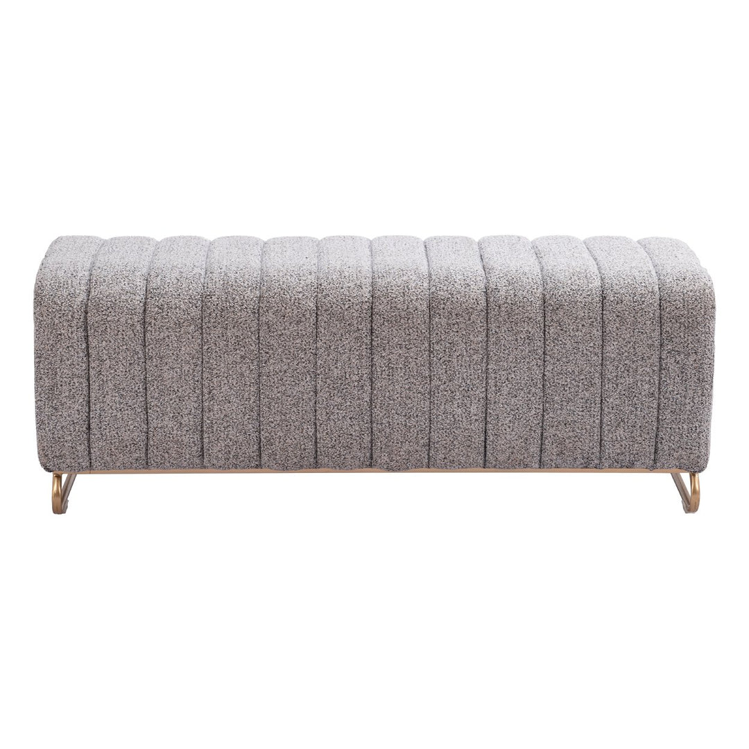 Pender Bench Stone Gray Velvet Modern Upholstered Seating with Steel Legs Image 3