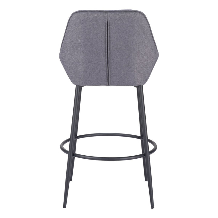 Vila Barstool Set of 2 Gray Modern Art Deco Design Durable Polyester Steel Frame Image 4