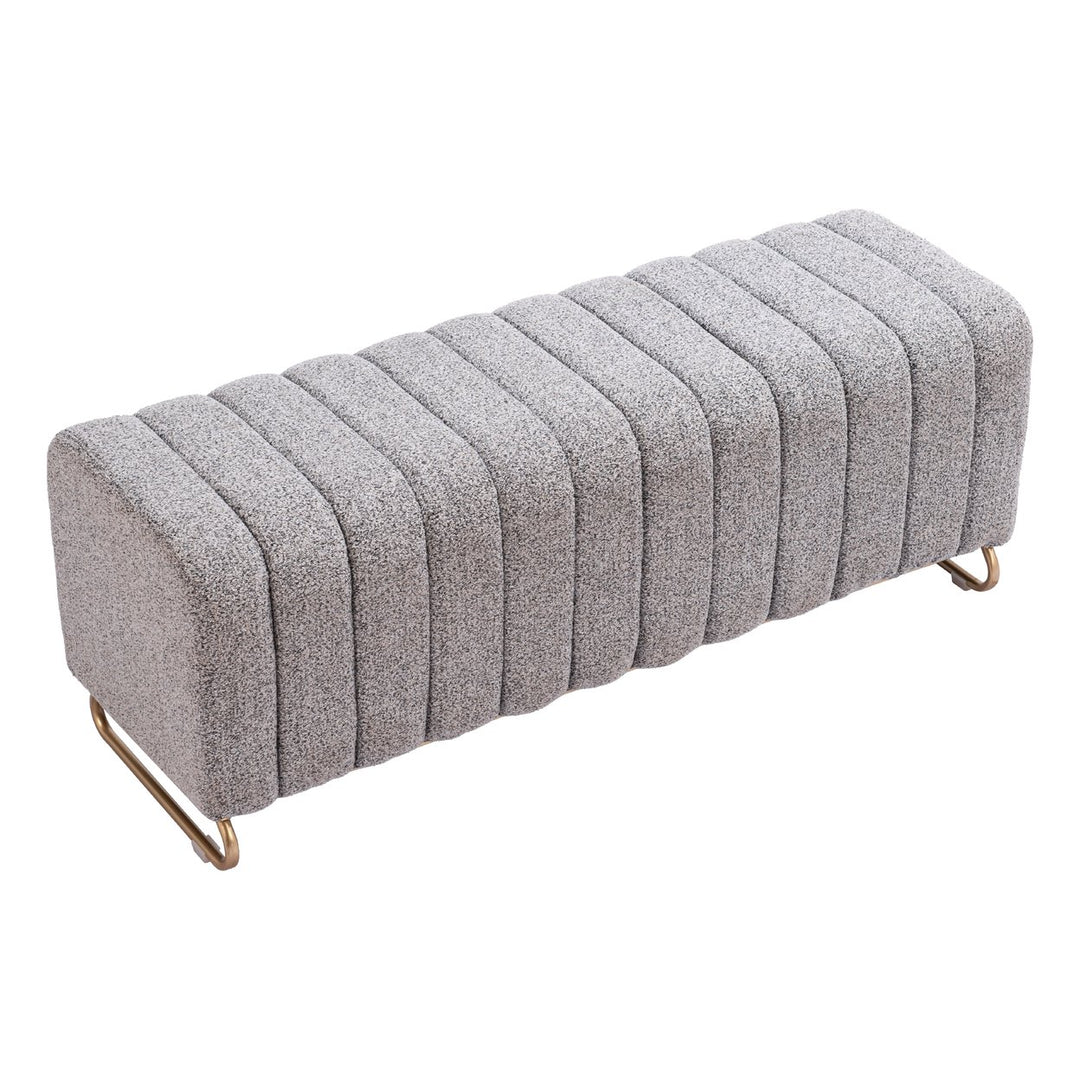 Pender Bench Stone Gray Velvet Modern Upholstered Seating with Steel Legs Image 4