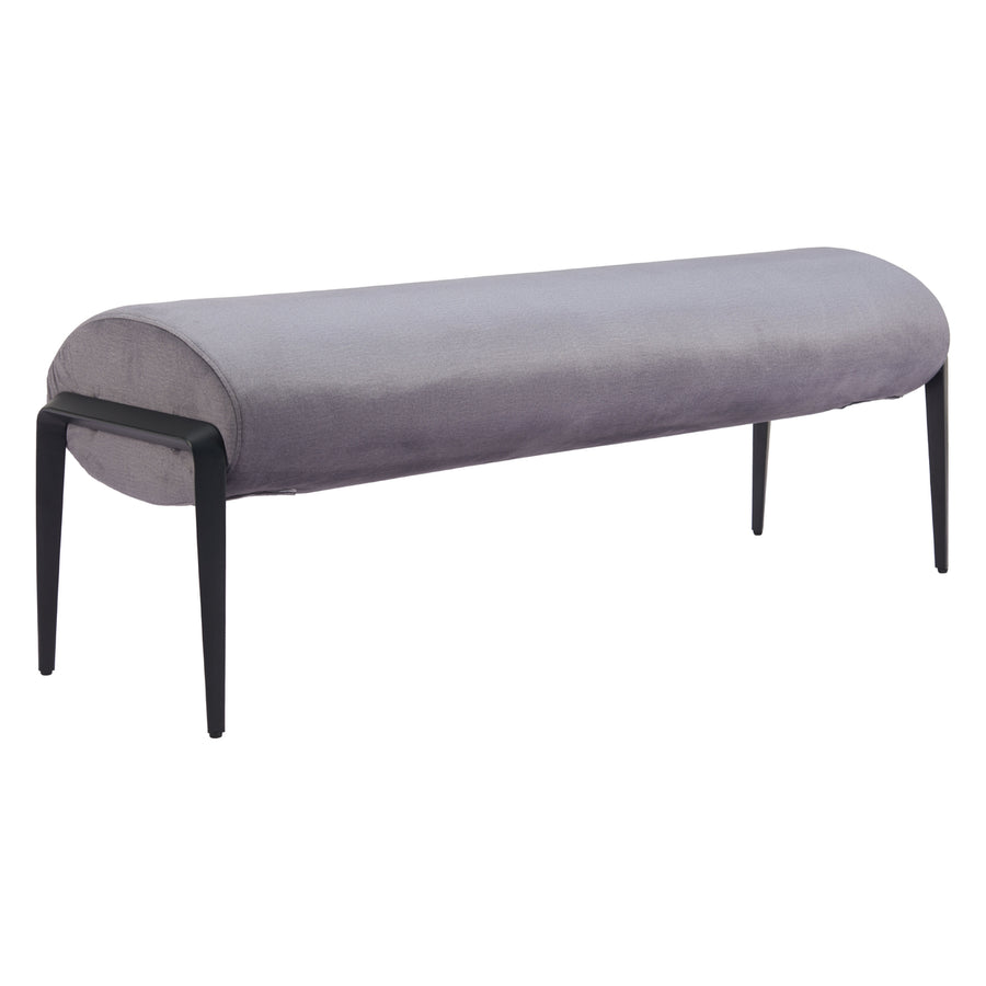 Glatt Bench Gray Modern Velvet Seat Durable Steel Frame Stylish Seating Solution Image 1