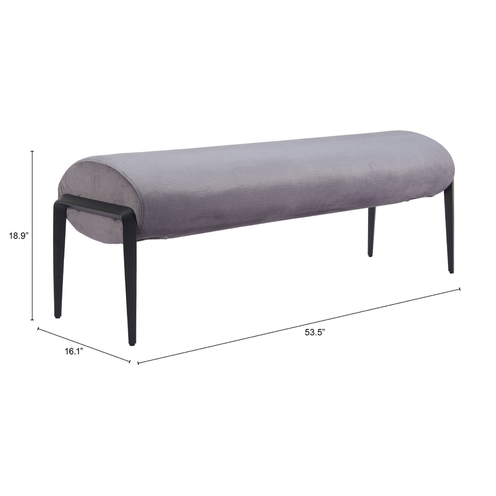 Glatt Bench Gray Modern Velvet Seat Durable Steel Frame Stylish Seating Solution Image 2