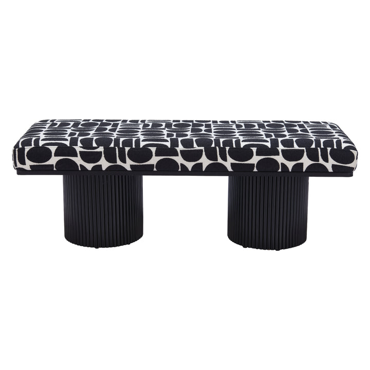 Botoia Bench Black White Plush Fabric Modern Glam Wood Home Furniture 42 Inch Image 3