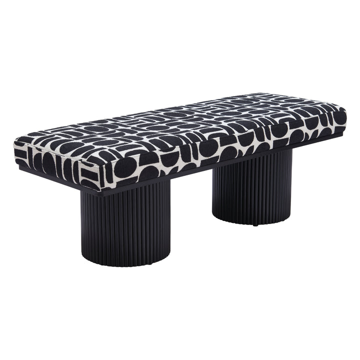 Botoia Bench Black White Plush Fabric Modern Glam Wood Home Furniture 42 Inch Image 4