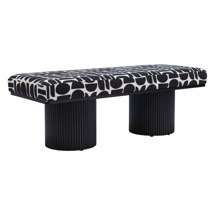 Botoia Bench Black White Plush Fabric Modern Glam Wood Home Furniture 42 Inch Image 5