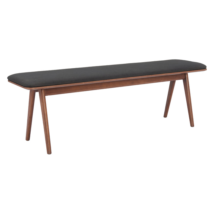 Kazwali Bench Black Walnut Wood Frame Plush Seat Modern Dining Furniture Image 1