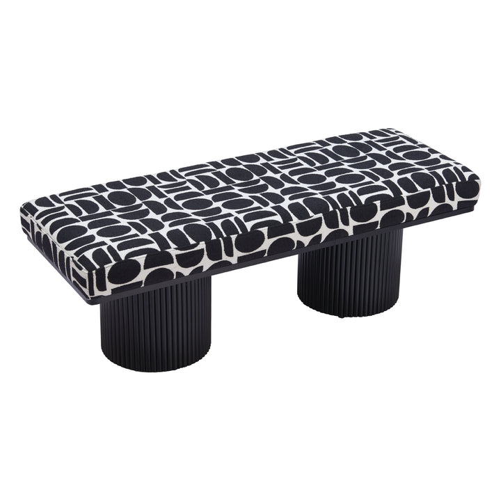 Botoia Bench Black White Plush Fabric Modern Glam Wood Home Furniture 42 Inch Image 6