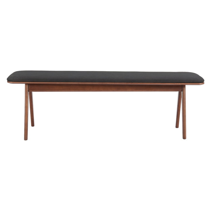 Kazwali Bench Black Walnut Wood Frame Plush Seat Modern Dining Furniture Image 3