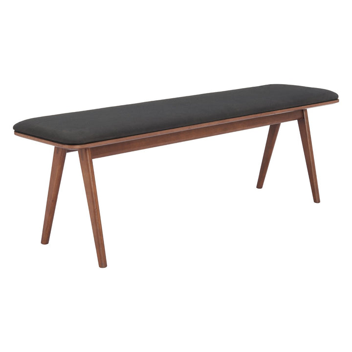 Kazwali Bench Black Walnut Wood Frame Plush Seat Modern Dining Furniture Image 4