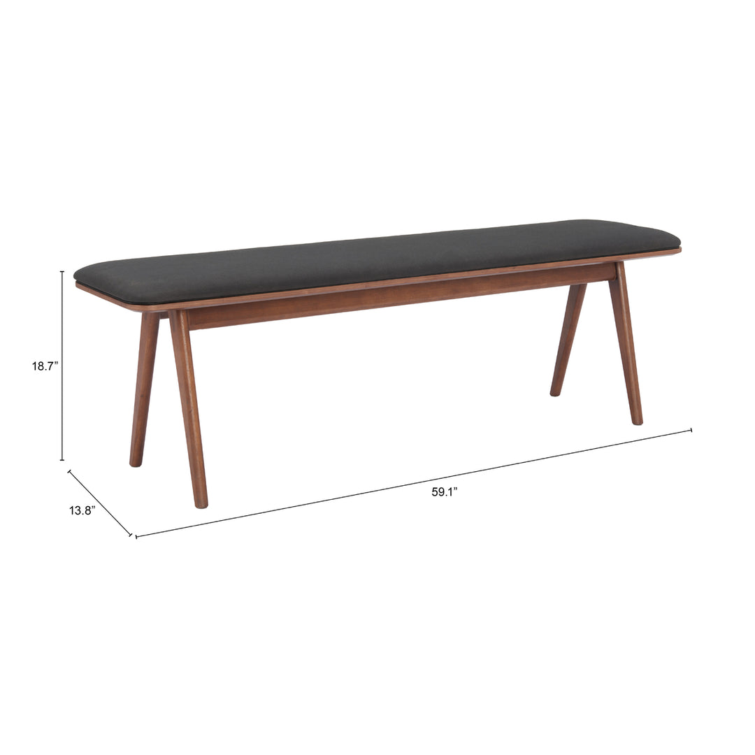 Kazwali Bench Black Walnut Wood Frame Plush Seat Modern Dining Furniture Image 6