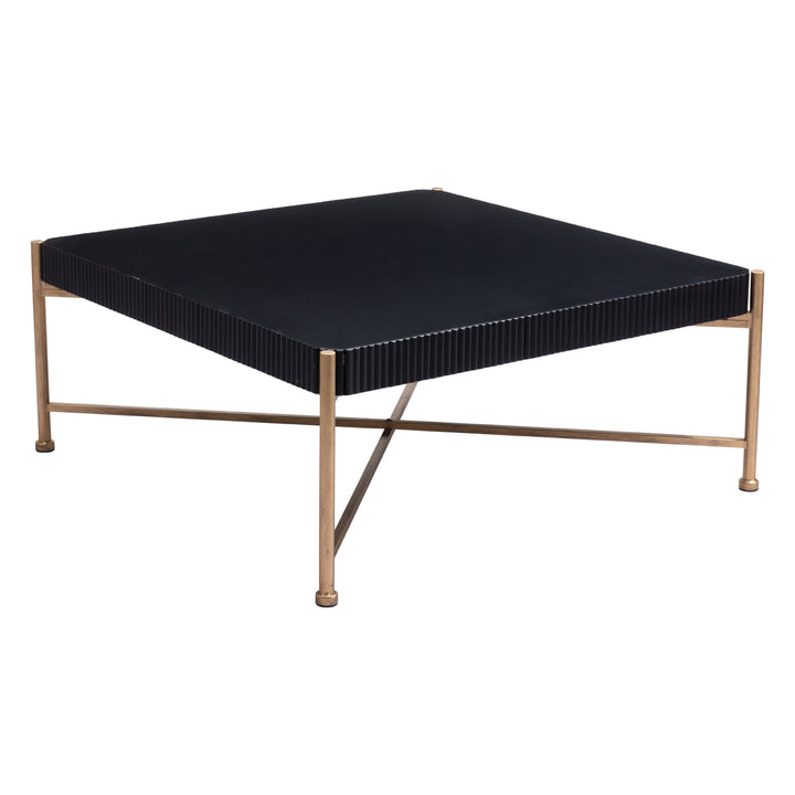 Nazaire Black Coffee Table Modern Deco Design Powder Coated Steel Wood Top Image 1