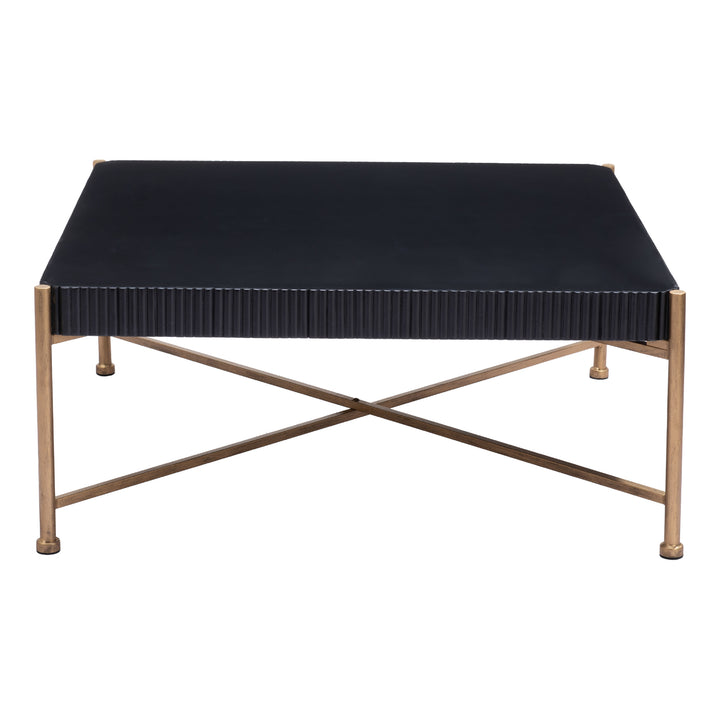 Nazaire Black Coffee Table Modern Deco Design Powder Coated Steel Wood Top Image 2