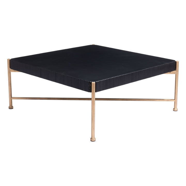 Nazaire Black Coffee Table Modern Deco Design Powder Coated Steel Wood Top Image 3