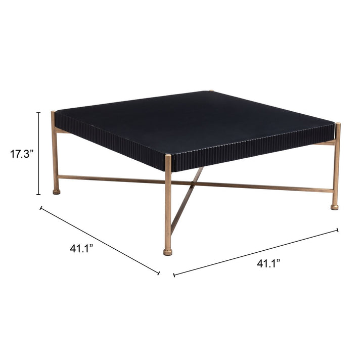 Nazaire Black Coffee Table Modern Deco Design Powder Coated Steel Wood Top Image 6