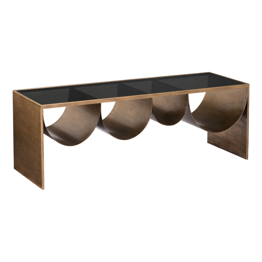 Reed Coffee Table Brass and Black Glass Top Modern Design Powder-Coated Steel Image 1