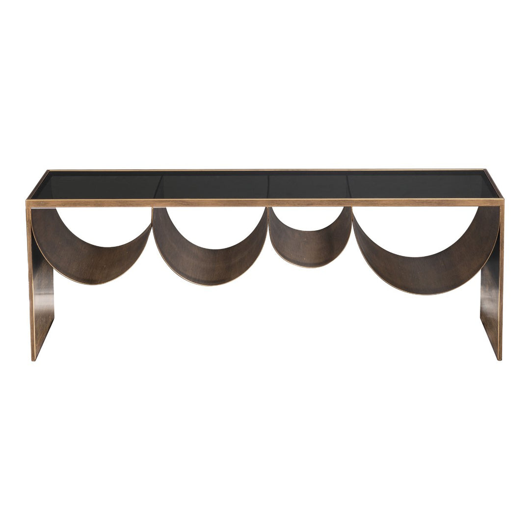 Reed Coffee Table Brass and Black Glass Top Modern Design Powder-Coated Steel Image 3