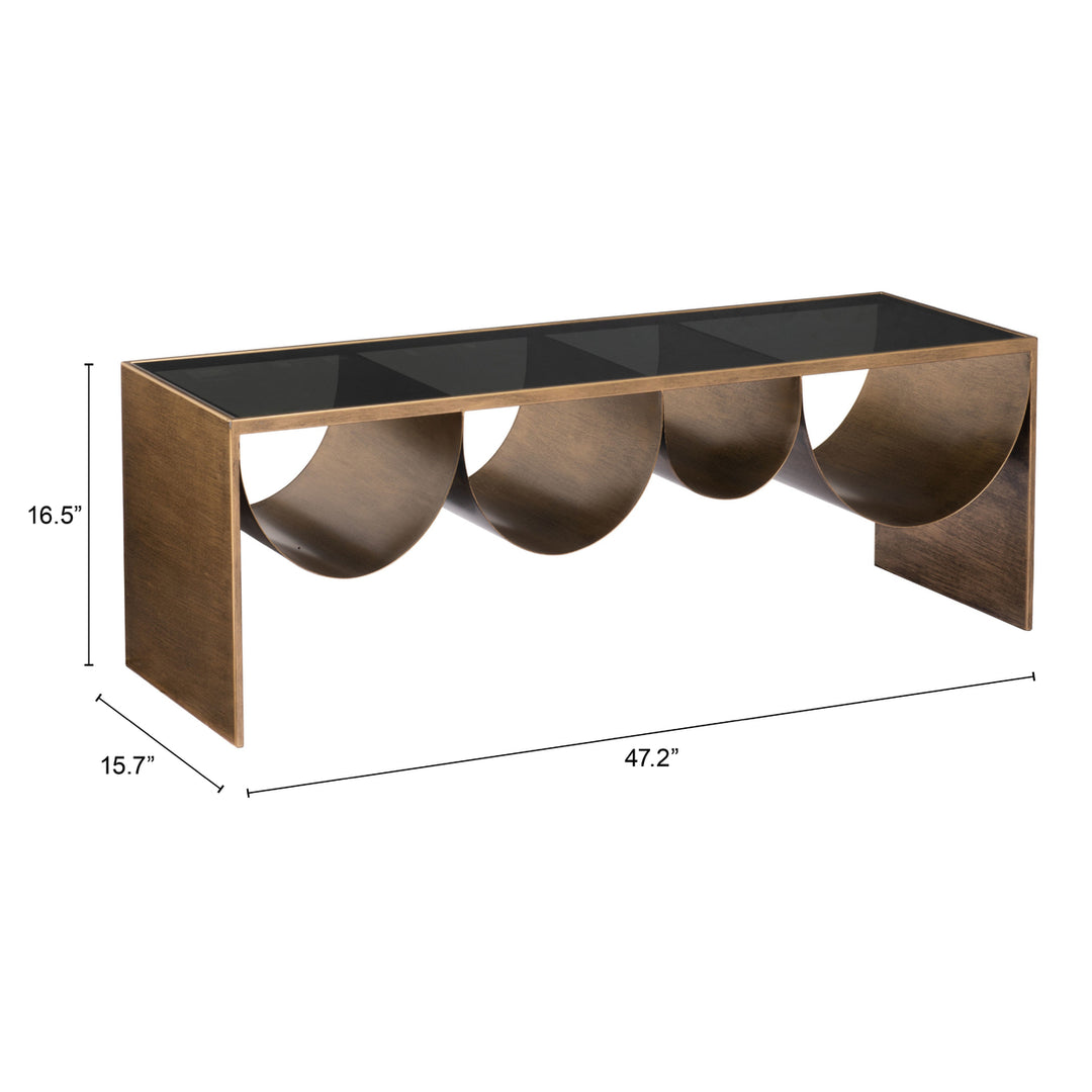 Reed Coffee Table Brass and Black Glass Top Modern Design Powder-Coated Steel Image 8