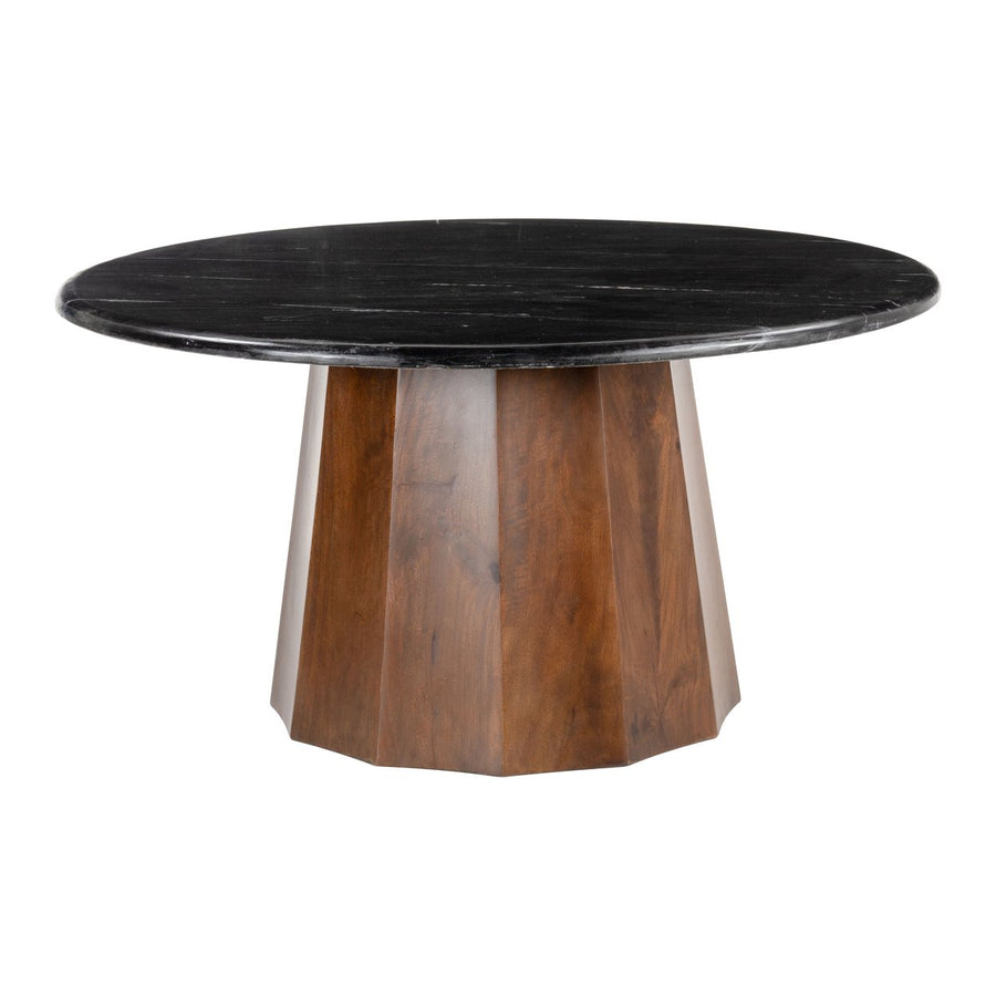 Aipe Coffee Table Black Brown Marble Acacia Wood Modern Tribal Design 48x24 Image 1