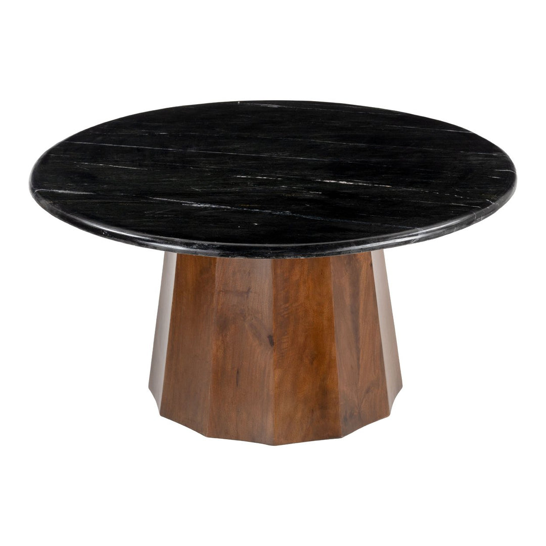 Aipe Coffee Table Black Brown Marble Acacia Wood Modern Tribal Design 48x24 Image 2