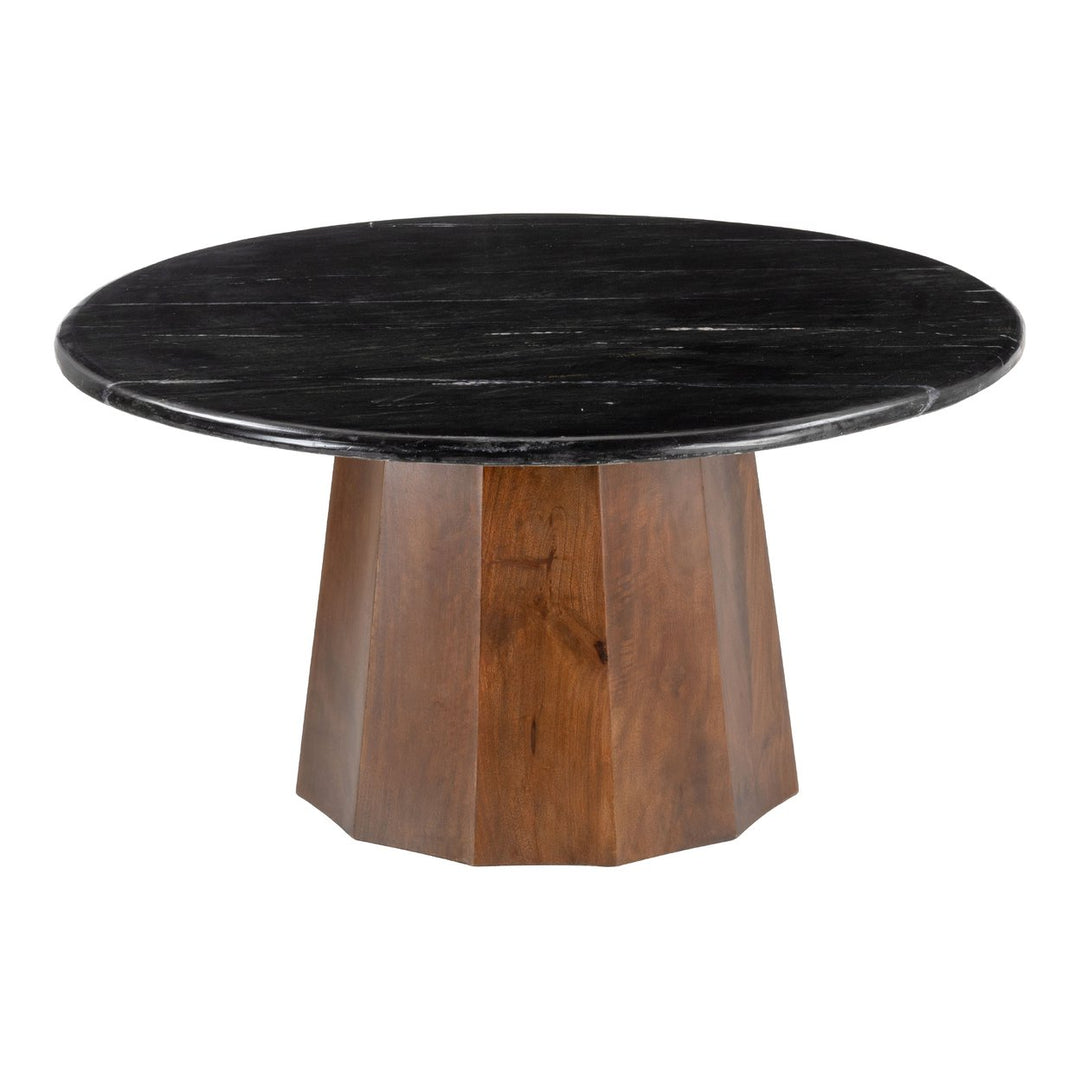 Aipe Coffee Table Black Brown Marble Acacia Wood Modern Tribal Design 48x24 Image 3