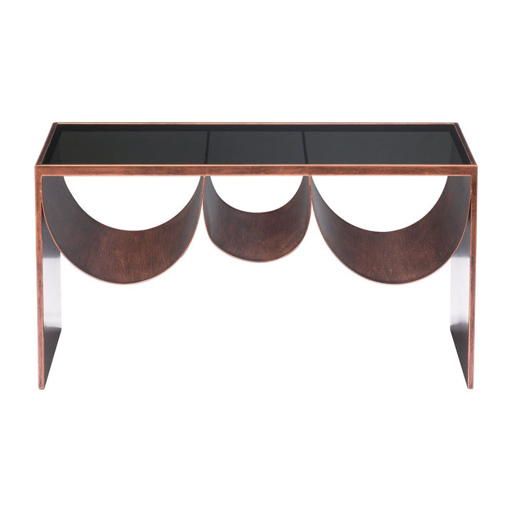 Aveiro Coffee Table Copper and Black Glass Top Modern Steel Frame Living Room Image 3