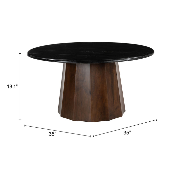 Aipe Coffee Table Black Brown Marble Acacia Wood Modern Tribal Design 48x24 Image 8