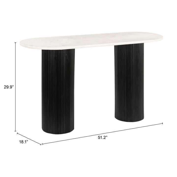 Izola Console Table White Black Modern Marble Mango Wood Entryway Living Room Image 9