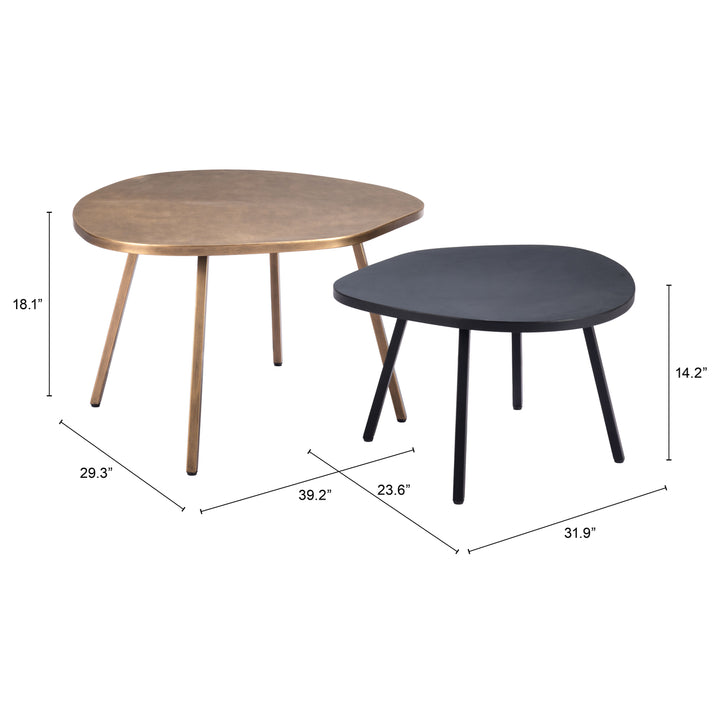 Castelo Coffee Table Set (2-Piece) Brass and Black Image 10