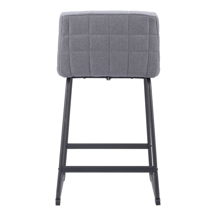 Pago Counter Stool Set of 2 Gray Polyester Seat Steel Frame Modern Design Image 4