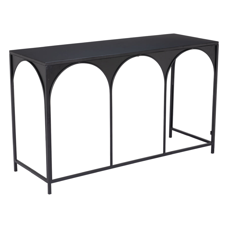 Loriet Console Table Black Modern Deco Powder-Coated Steel Frame Image 1