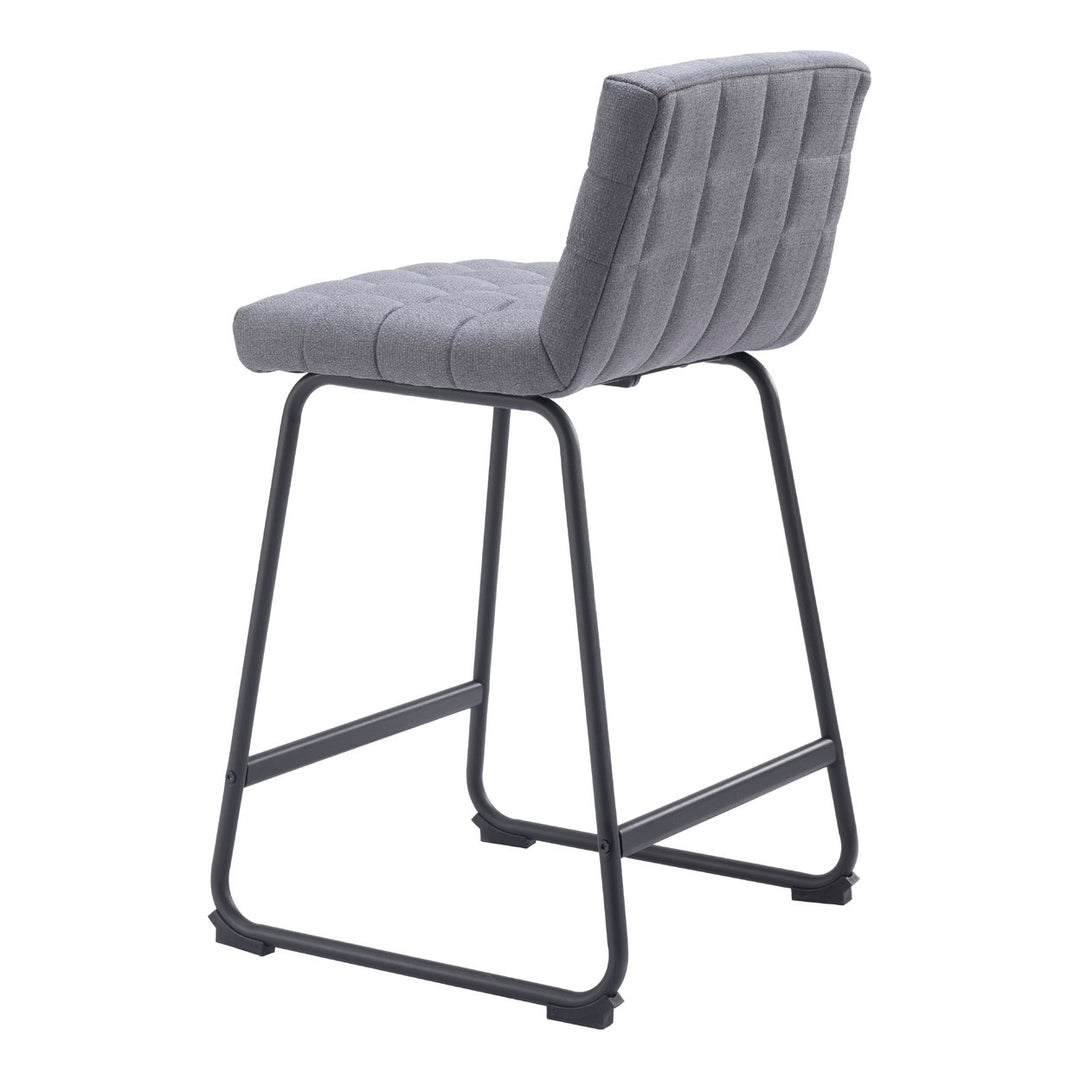 Pago Counter Stool Set of 2 Gray Polyester Seat Steel Frame Modern Design Image 5