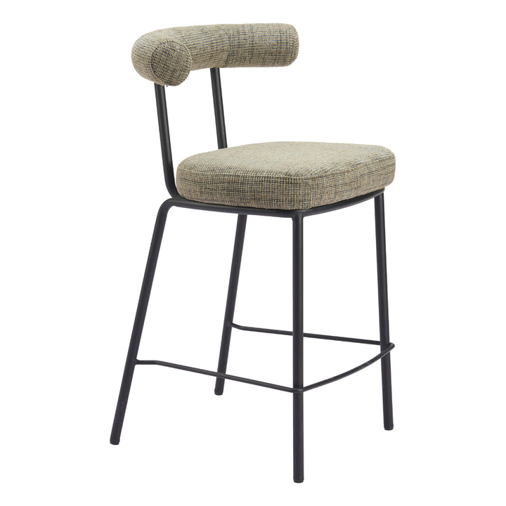 Kede Counter Stool Green Tweed Comfortable Kitchen Bar Seating Sturdy Frame Image 1