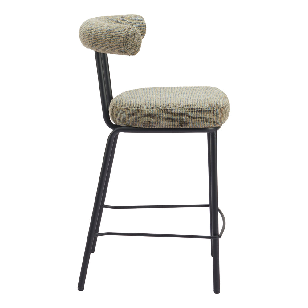 Kede Counter Stool Green Tweed Comfortable Kitchen Bar Seating Sturdy Frame Image 2