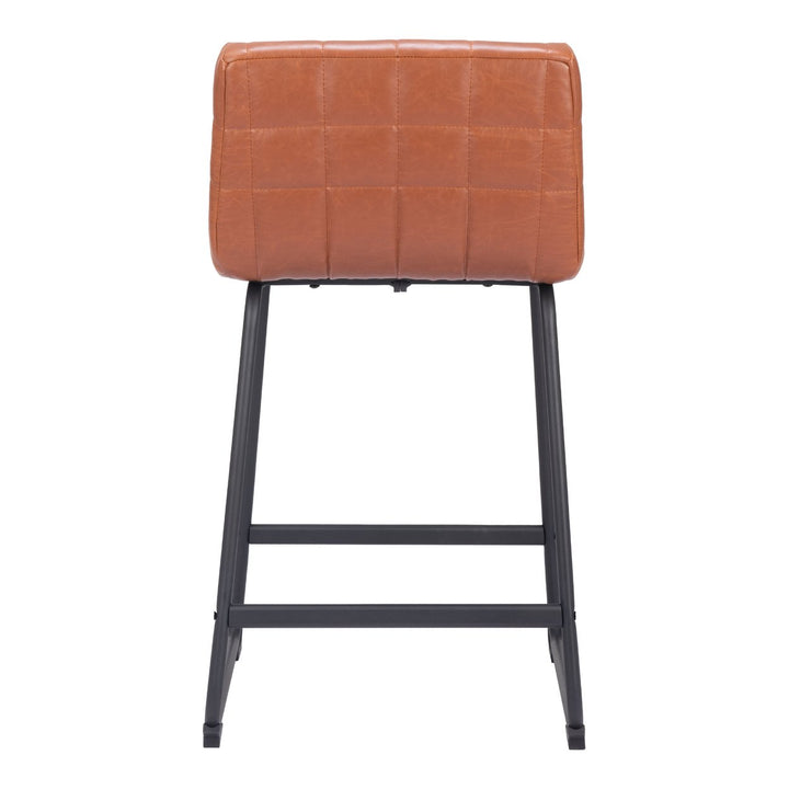 Pago Counter Stool Set of 2 Brown Vinyl Seat Steel Frame Modern Design Image 4