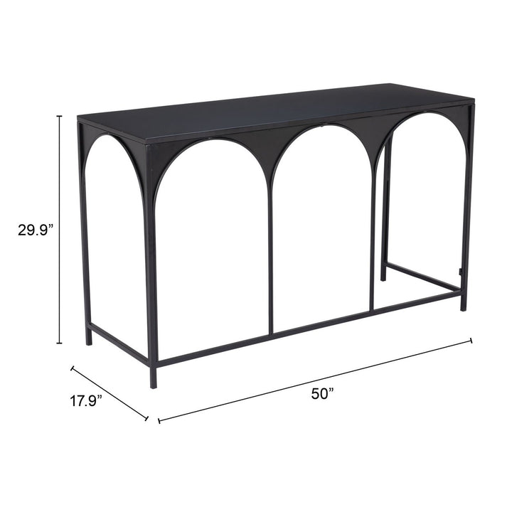 Loriet Console Table Black Modern Deco Powder-Coated Steel Frame Image 7