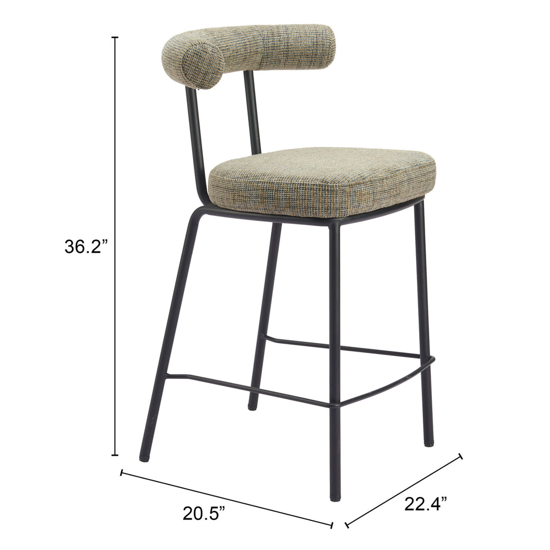 Kede Counter Stool Green Tweed Comfortable Kitchen Bar Seating Sturdy Frame Image 8