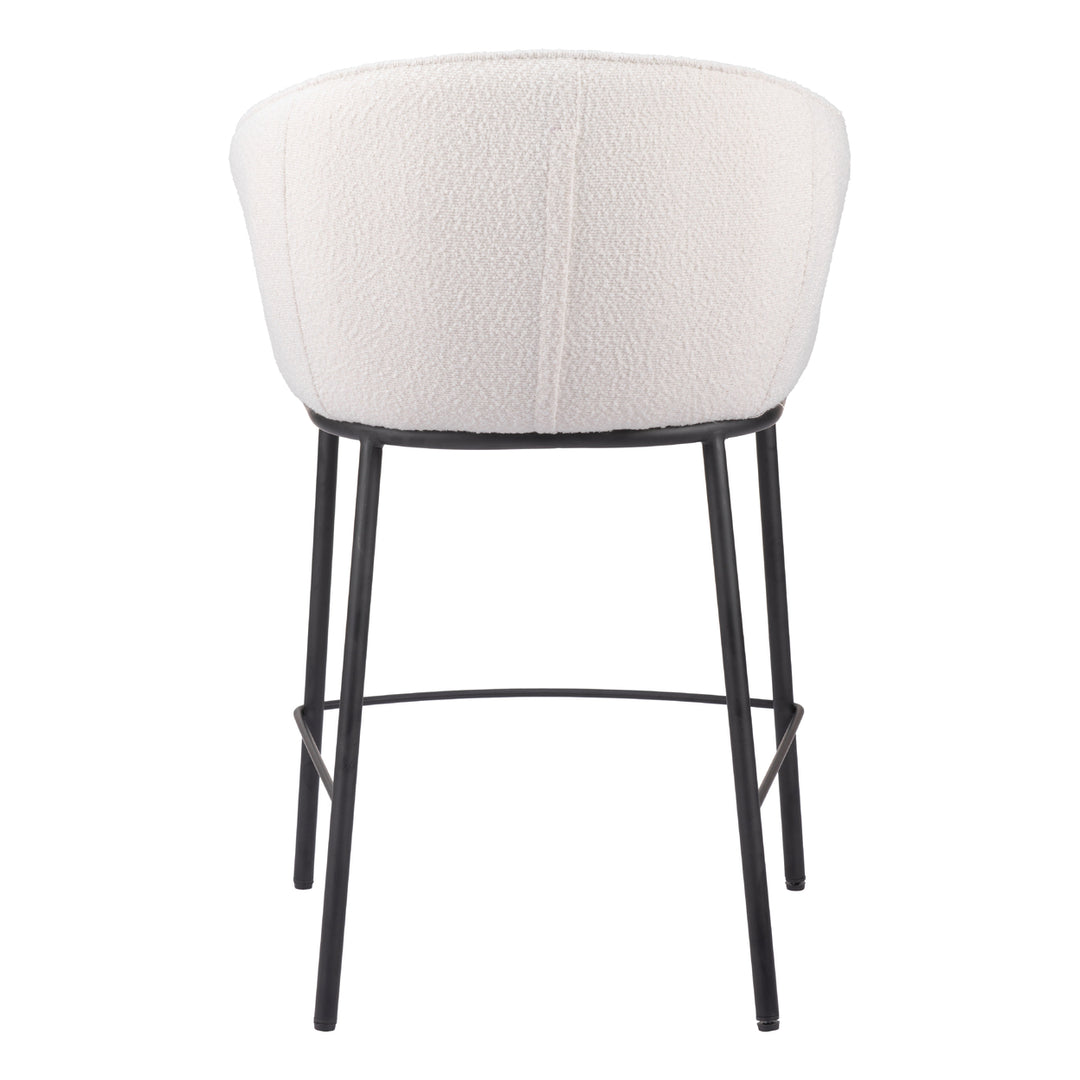 Essen Counter Stool Ivory Teddy Fabric Modern Barstool Black Steel Frame Image 4