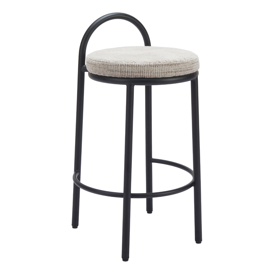 Sisal Counter Stool Set of 2 Beige Tweed Steel Frame Modern Kitchen Seating Image 6