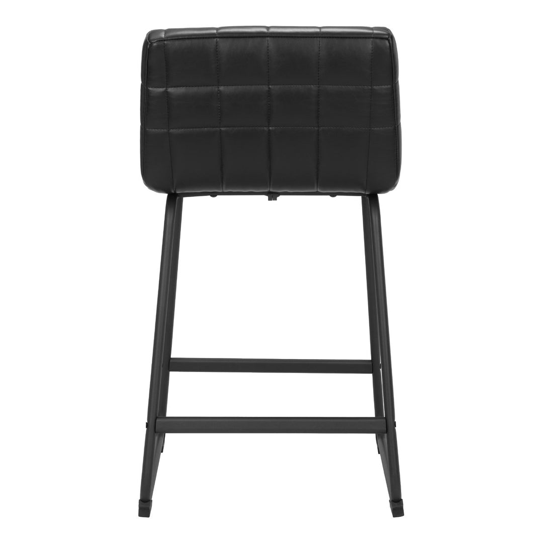 Pago Counter Stool Set of 2 Black Vinyl Seat Steel Frame Modern Art Deco Design Image 4