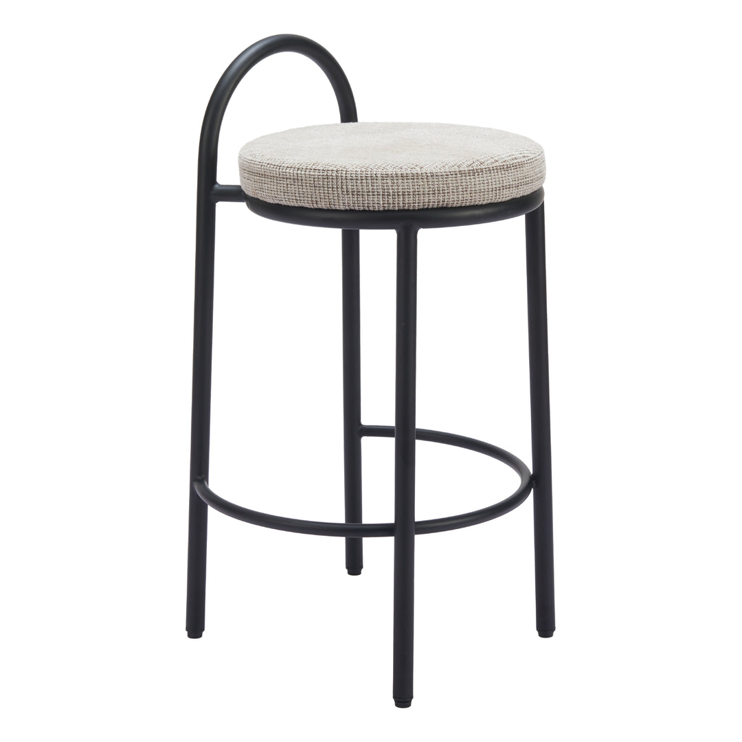 Sisal Counter Stool Set of 2 Beige Tweed Steel Frame Modern Kitchen Seating Image 7